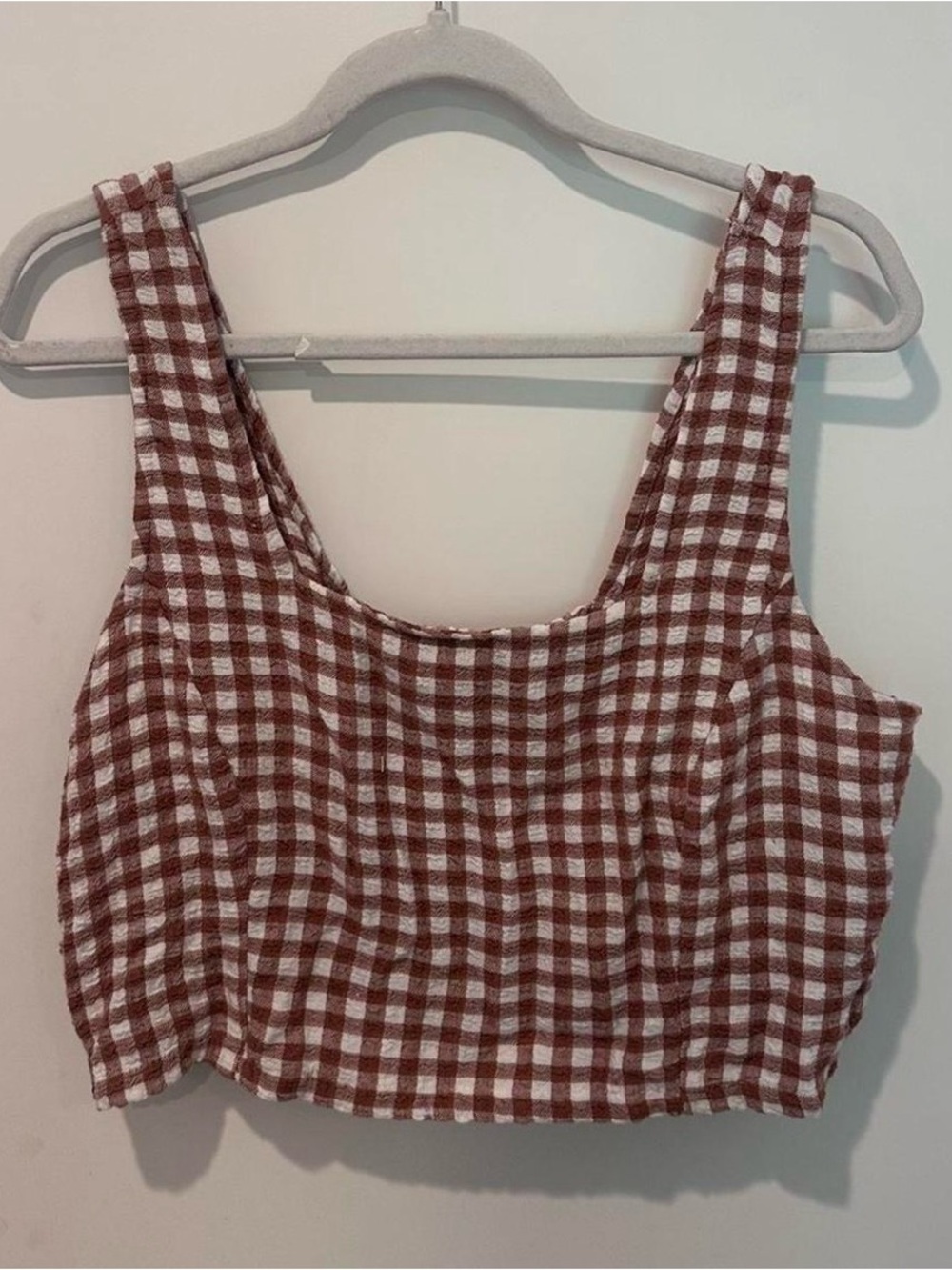 Thread & Supply Brown and White Gingham Crop Top